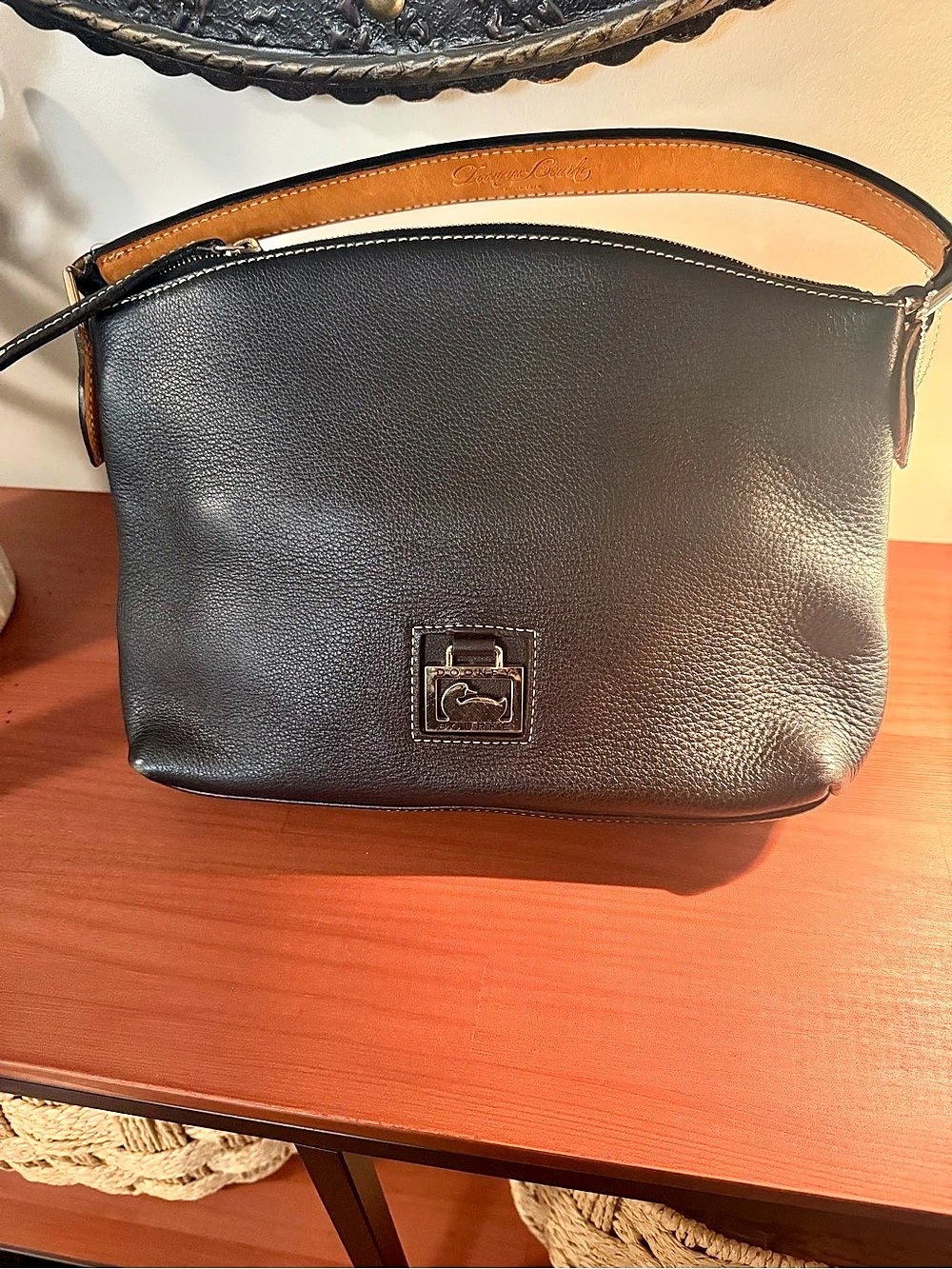 Dooney & Bourke Pebble Grain Hobo Black & Brown Crossbody Bag